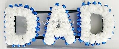 DAD Artificial Silk Funeral Tribute Any 3 Letter Name Flower Wreath NAN SON MUM • 59.36£