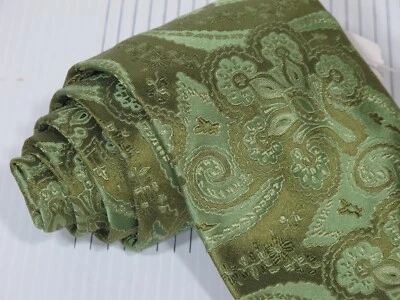 Corbata de seda tejida broche cachemir verde Damiel Milano hecha a mano en Italia 57 x 3 5/8 Foto 1 de 3