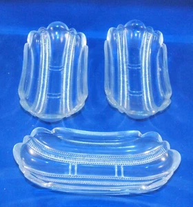 Set of 3 U.S. GLASS CO. BANANA SPLIT DISH PANEL ZIPPER IOWA PATTERN CIRCA 1905 - Picture 1 of 6