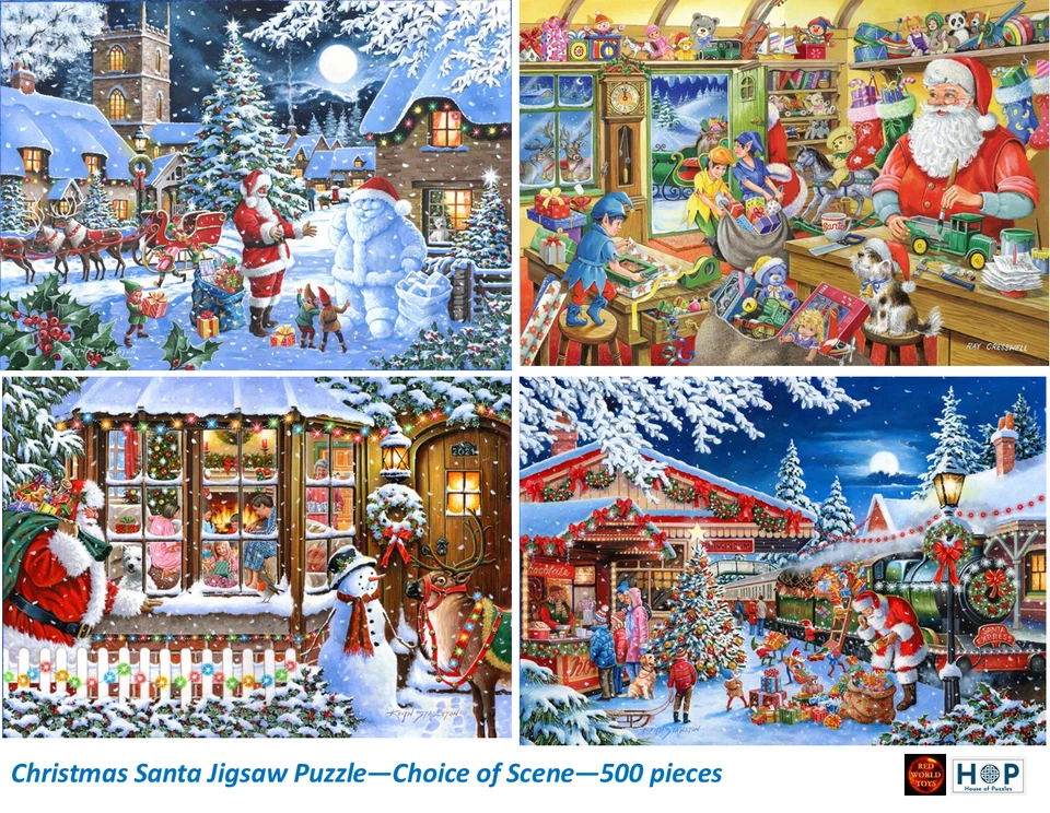 Christmas Santa 500 piece Jigsaw Puzzles by HOP Choice of Scene - New - Image 1 of 1