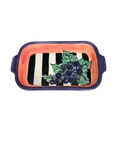 Vicki Carroll Studio Bon Appetite Grapes Rectangular Handled Casserole Baker - Picture 1 of 5