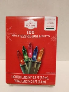Holiday Time Multicolor 100 Mini Lights With Green Wire Lighted 19.5 Ft - Picture 1 of 8