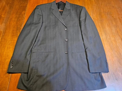 Abrigo deportivo Giorgio Florelli Super 150's negro a rayas talla 52 Foto 1 de 4