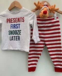 M&S Christmas Pyjamas with Reindeer Toy Cotton Age 1/2 Boys - Picture 1 of 7