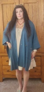 MarlaWynne drama knit kimono Jacket Cardigan slate blue - Picture 1 of 4