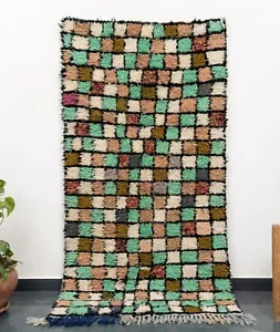 3x6 Handmade Moroccan Cotton Green Area Rug Soft Rag rug Vintage Rag rug - Picture 1 of 6