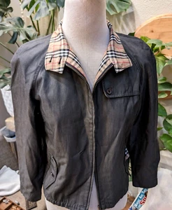 Vintage Burberry Gray Jacket Checkered Lining Women's Size S - Picture 1 of 23