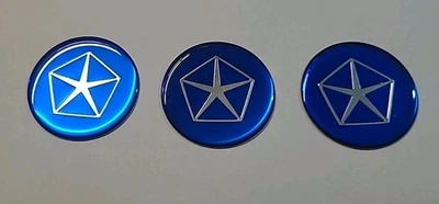 Chrysler Emblem for Center Wheel Caps  Blue Pentastar Lot Of 3  - Image 1 of 4
