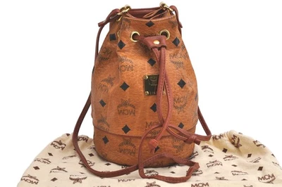 Authentic MCM Visetos Leather Drawstring Shoulder Cross Body Bag Brown 4067N - Image 1 of 4