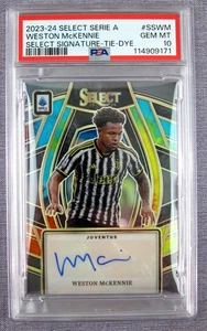 2023-24 Panini Select Serie A Weston McKennie Signatures 13/15 Tie-Dye PSA 10 - Picture 1 of 3