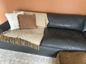 Nick scali grey leather L shape couch sofa - Picture 1 of 3