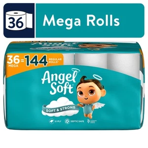 36 mega rollos de papel higiénico de 2 capas suave fuerte séptico seguro paquete a granel 11520 hojas - Imagen 1 de 6