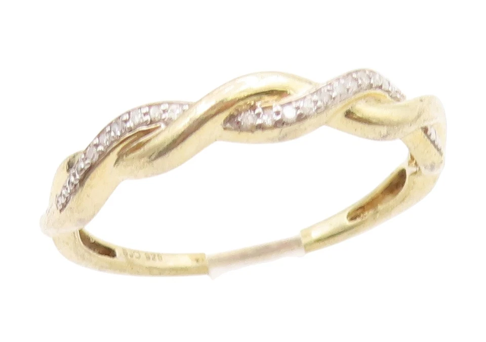 Anillo de plata de ley 925 vintage enchapado en oro banda de diamantes reales talla 10 RG34479 Foto 1 de 4