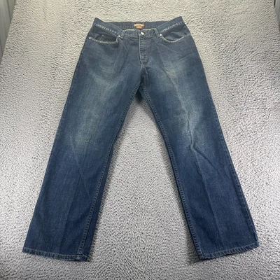 Michael Kors Jeans Men 33x30 Blue Denim Cotton Straight Leg Baggy Faded Workwear - Image 1 of 4