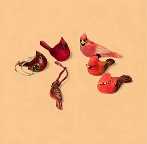 Kardinal Vogel Figuren / Ornamente Konvolut - Bild 1 von 6