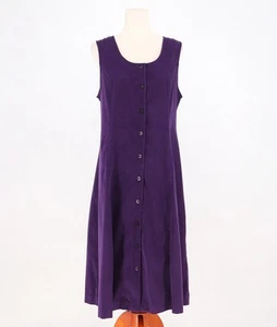 VINTAGE TALBOTS Corduroy Button Up Sleeveless Midi Dress Purple Size 10P - Picture 1 of 6