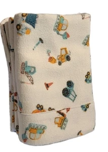 Set of 2  White Flannel Pillowcases W Dozers & heavy Eq Multicolor 20 X 30 St/Qu - Picture 1 of 4