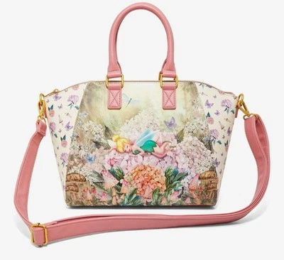 NEW EXCLUSIVE! Loungefly Disney Tinker Bell Floral Pastel Satchel Crossbody Bag - Image 1 of 4