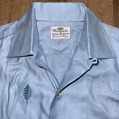 Camisa Norgate Vintage Años 50 60 Cuello Lazo Algodón Rayón Abotonada MCM Para Hombres Pequeña Foto 1 de 4