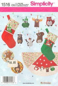 Simplicity 1516 Christmas Felt Ornaments Decor Craft Sewing Pattern - Picture 1 of 2