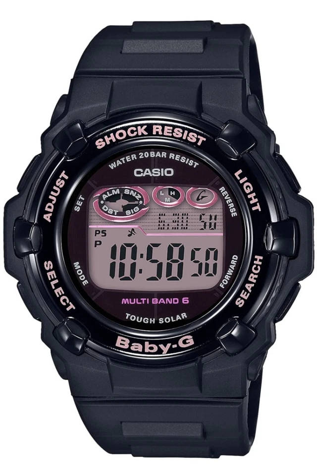 Baby-G Casio Women's Solar Radio Watch Black LED Light 20ATM GMT - image 1 of 3