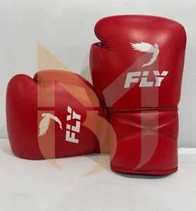 Custom Made Professional RED Fly BOxing gloves Print your Name on it - Picture 1 of 2