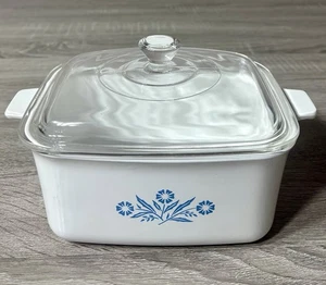 Corning Ware Cornflower P-4-B 1-1/2 Qt Casserole 7 X 5 1/2 X 3" w/Lid. Read Des - Picture 1 of 14