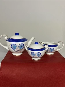 Danbury Mint Pillsbury Doughboy Porcelain Tea Set Creamer, Sugar & Teapot 2003 - Picture 1 of 18