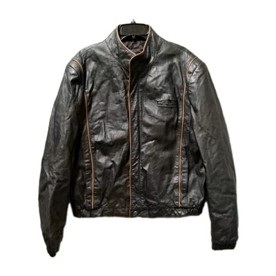 Chaqueta de Cuero ANTLER Hecha en Corea 46 Pecho 26 Largo Forro Acolchado Marrón Foto 1 de 4