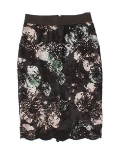 COAST Womens Pencil Skirt UK 10 Small W28 Black Floral Polyester BN05 - Picture 1 of 3