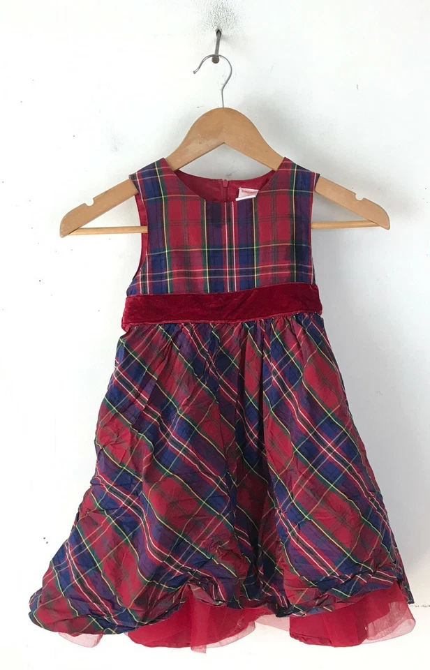 GYMBOREE Girls Size 5 Red Blue Yellow Green Plaid Fancy Party Dress - Image 1 of 4