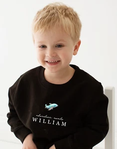 Personalised Holiday Sweatshirt Aeroplane Top Airport Outfit 1st time flyer Blue - Picture 1 of 19