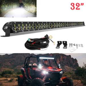 Dual Row 1800W Straight Roof 32" LED Light Bar For Polaris RZR XP 4 1000 900 800 - Picture 1 of 13