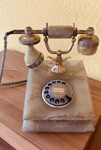 Telefon mit Wählscheibe, Marmor/Onyx, Grün, Wahrscheinlich Model VENEZIA2