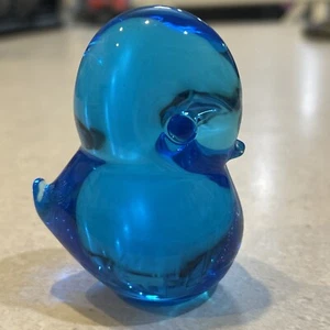 FM Konstglas Swedish Glass Blue Bird Ronneby 3.25"H x 2"W - Picture 1 of 8