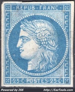 FRANCE TYPE CERES 25c BLEU N° 4 NEUF SANS GOMME A VOIR - Picture 1 of 2