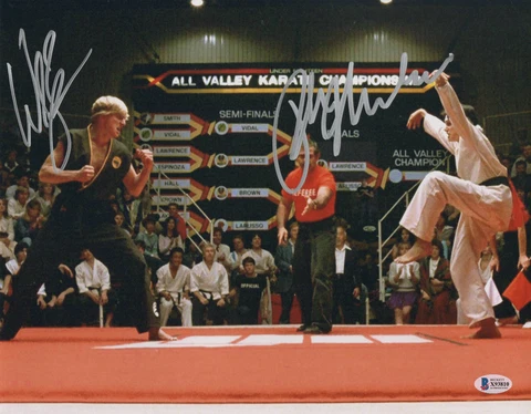 WILLIAM ZABKA RALPH MACCHIO SIGNED AUTO THE KARATE KID 11X14 METALLIC BECKETT 8 Cover