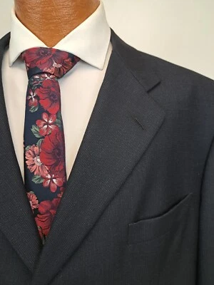 Hickey Freeman LORO PIANA 2 Piece Suit Mens 46R Blue Pleated Pants 39x28 - Image 1 of 4