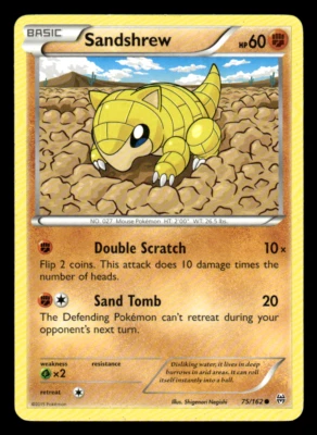 Sandshrew 75/162 Common - Pokemon XY Break Through Card - Image 1 of 2