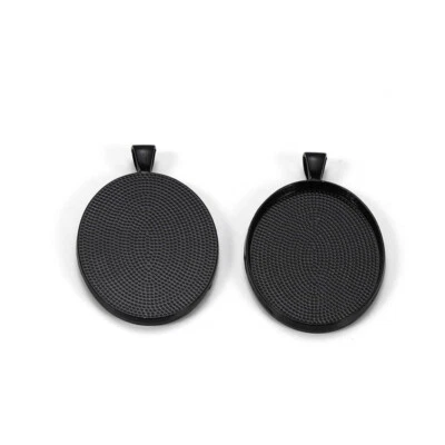 Bandeja artesanal de dijes de metal ovalados con ajustes de cabujón bisel colgante de aleación de 30x40 mm 10 piezas Foto 1 de 4