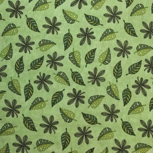 By 1/2 Yard Quilting Treasures Jungle Buddies Leaves on Green Leaf Cotton Fabric - Picture 1 of 3
