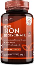Iron Tablets 28mg - 180 Vegan Tablets - Reduces Tiredness & Fatigue, Anaemia