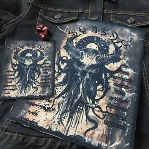 Devil monster Necronomicon pagina ferro stile grunge su tela fai da te - Foto 1 di 3