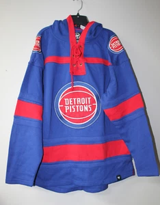 New NBA Detroit Pistons old time jersey style mid weight cotton hoodie men's L - Picture 1 of 5