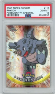 PSA 10 Pokémon Rhydon Topps Chrome Spectra TV Holo Card #112 Full Art - Picture 1 of 2