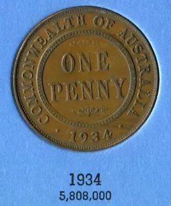 Moneda extranjera - Australia - Un centavo 1934 - Imagen 1 de 2