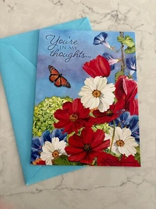 Tarjeta de felicitación de bendición Your in My Thoughts con sobre flores y mariposas - Imagen 1 de 9