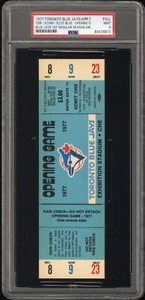 Juego de apertura de los Azulejos de Toronto 1977 boleto completo azul oscuro PSA ADN como nuevo 9 - Imagen 1 de 2