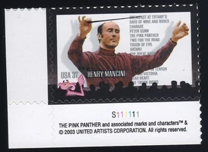 Estampilla única número de placa Scott #3839 de Henry Mancini (Pantera Rosa) - Estampilla sin montar o nunca montada - Imagen 1 de 1