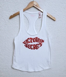 Victoria's Secret Racerback Tank Top Red Glitter Lip Size XS White - Picture 1 of 5
